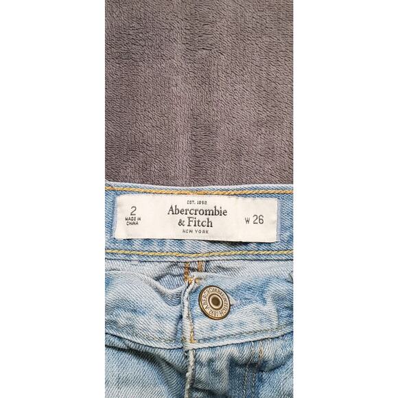 Y2K Abercrombie & Fitch Sz 2 W26 Ultra Low Rise Denim Cut Off Jean Shorts Blue - Picture 5 of 9